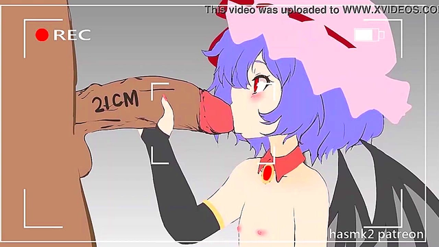 Hentai Anime Beauty Remilia Smells Big Cock Before Blowjob & Handjob Finale