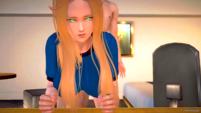 Sexy Big-Titted Elf Masturbates in Uniform for Orgasm & Handjob Fun