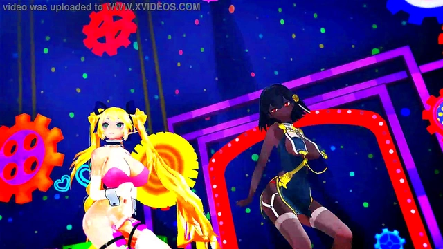 Big-Busted Anime Babe Dances Seductively Under Fireworks Spectacle