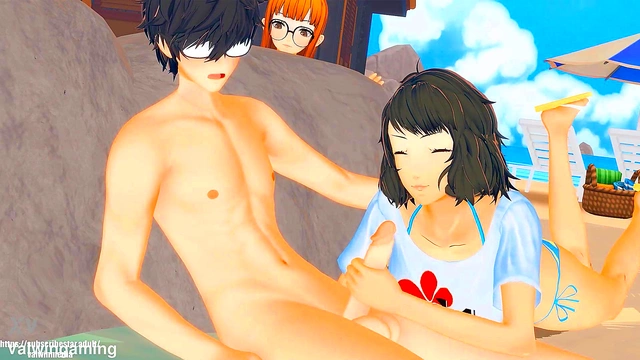 Joker & Kawakami's Steamy Persona 5 Beach Adventure in 3D Anime Glory