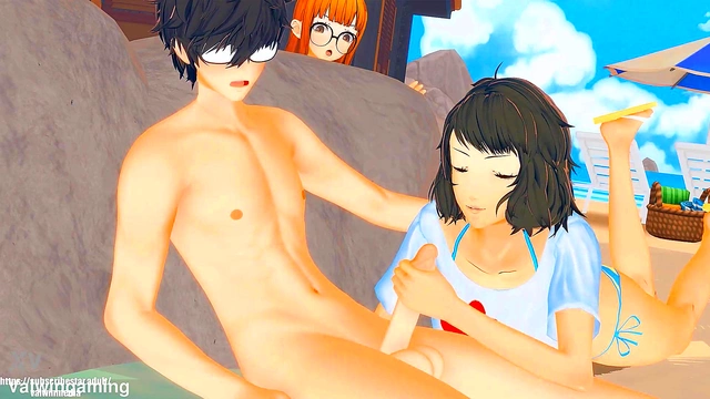 Joker & Kawakami's Steamy Persona 5 Beach Adventure in 3D Anime Glory