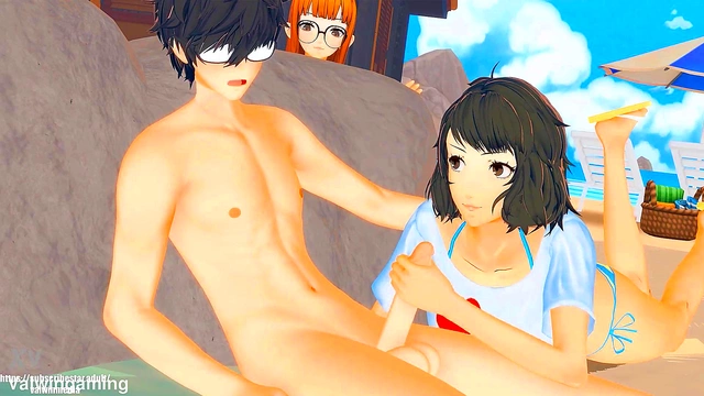 Joker & Kawakami's Steamy Persona 5 Beach Adventure in 3D Anime Glory