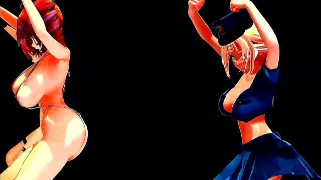 Four Big-Titted Anime Girls Dance Seductively To A Song