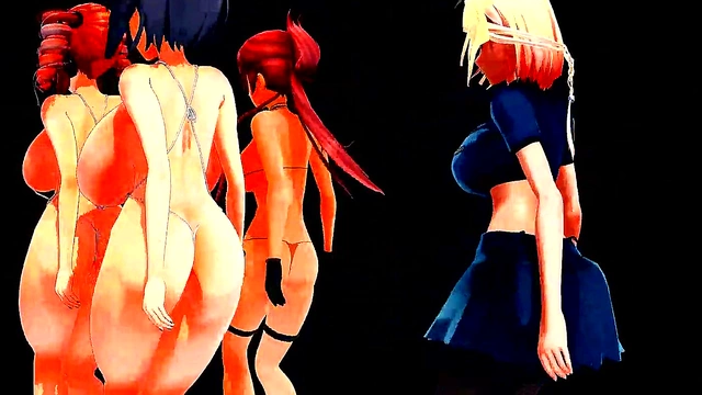 Four Big-Titted Anime Girls Dance Seductively To A Song