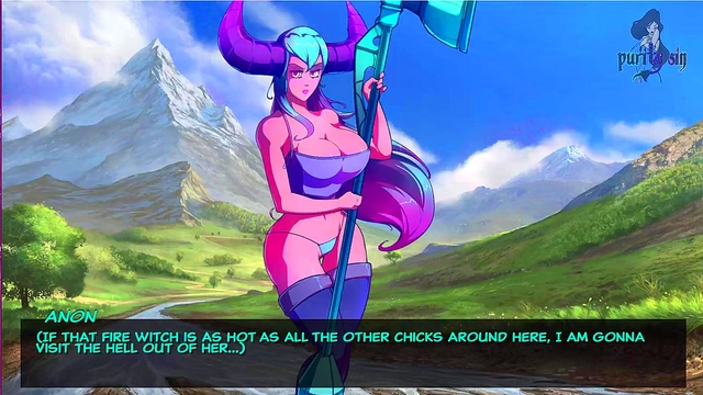 Blue-Haired Monster Girl Gets Rough Outdoor Sex Against Rocks