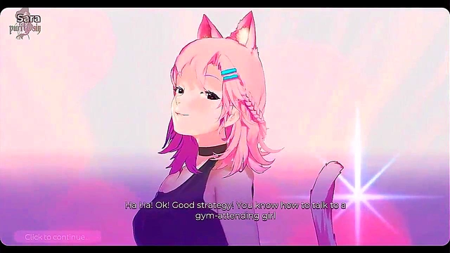 Pink-Haired Catgirl Waifu Masturbates With Monster In Gym Cosplay Session