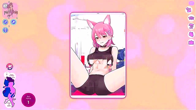 Pink-Haired Catgirl Waifu Masturbates With Monster In Gym Cosplay Session
