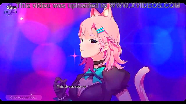 Pink-Haired Catgirl Waifu Masturbates With Monster In Gym Cosplay Session