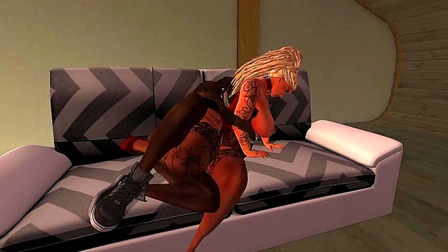 Blonde MILF With Big Ass Gets Black Cock In Anime Anal Orgy Fest