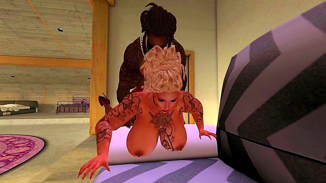 Blonde MILF With Big Ass Gets Black Cock In Anime Anal Orgy Fest