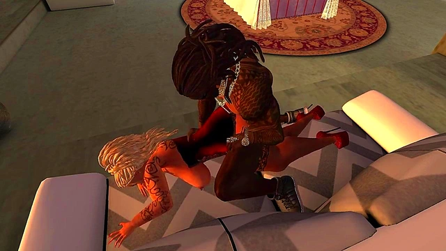 Blonde MILF With Big Ass Gets Black Cock In Anime Anal Orgy Fest