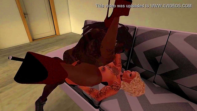 Blonde MILF With Big Ass Gets Black Cock In Anime Anal Orgy Fest