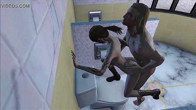 Skinny Teen Brunette Masturbates & Fucks Doggy Style in Fallout 4 Toilet Scene