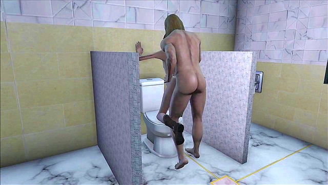 Skinny Teen Brunette Masturbates & Fucks Doggy Style in Fallout 4 Toilet Scene