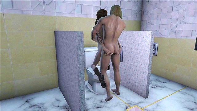 Skinny Teen Brunette Masturbates & Fucks Doggy Style in Fallout 4 Toilet Scene