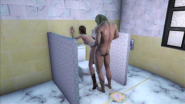 Skinny Teen Brunette Masturbates & Fucks Doggy Style in Fallout 4 Toilet Scene
