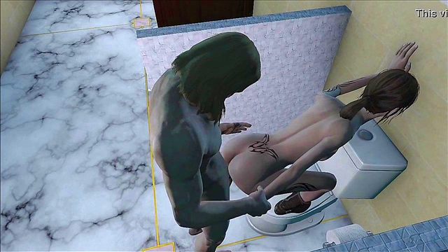 Skinny Teen Brunette Masturbates & Fucks Doggy Style in Fallout 4 Toilet Scene
