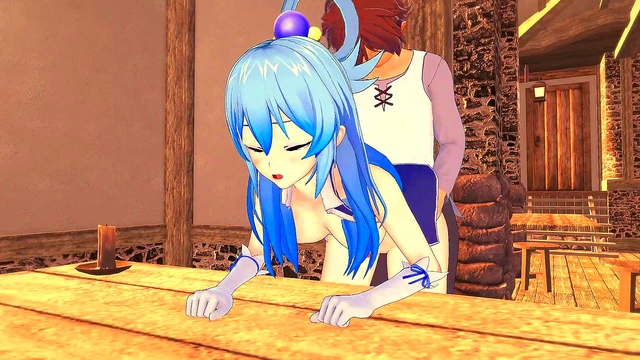 Kazuma Unleashes Secret Skills on Goddess Aqua for Intense 3D Hentai Action