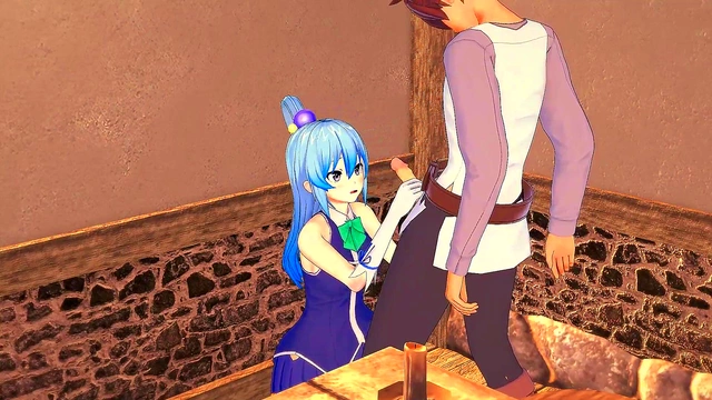 Kazuma Unleashes Secret Skills on Goddess Aqua for Intense 3D Hentai Action