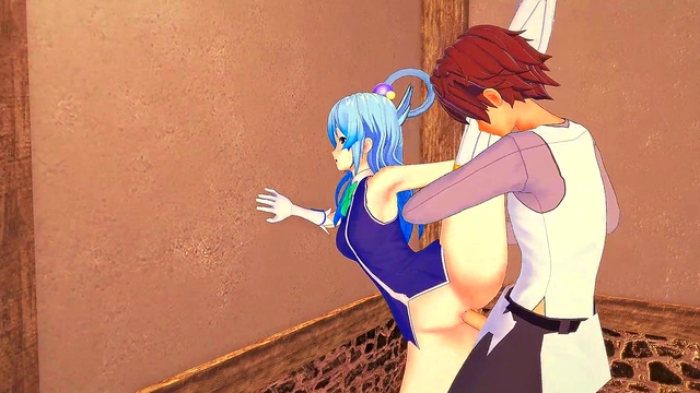 Kazuma Unleashes Secret Skills on Goddess Aqua for Intense 3D Hentai Action