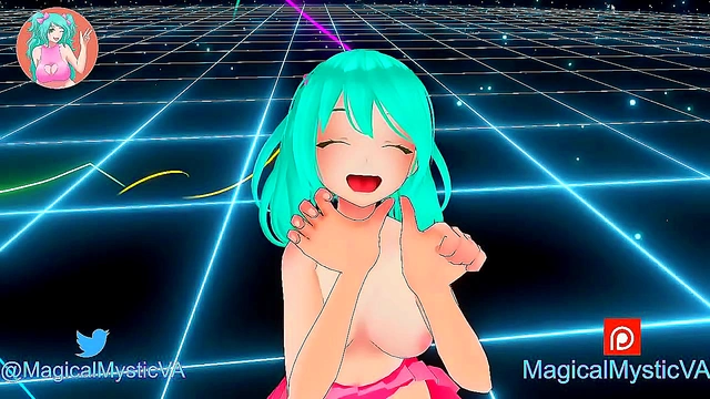 Cute Anime CamGirl Sucks Dick Passionately in Virtual Reality Live Stream