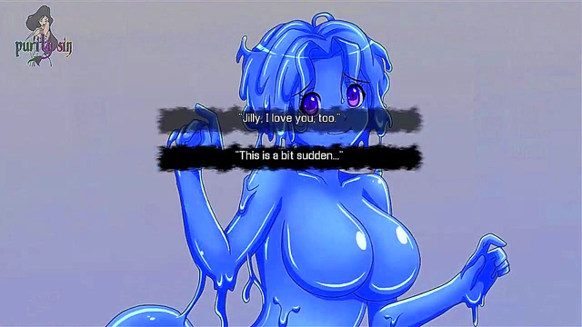 Blue-Haired Slime Girl Gives Happy Ending Blowjob & Facial In Quest Failed Anime