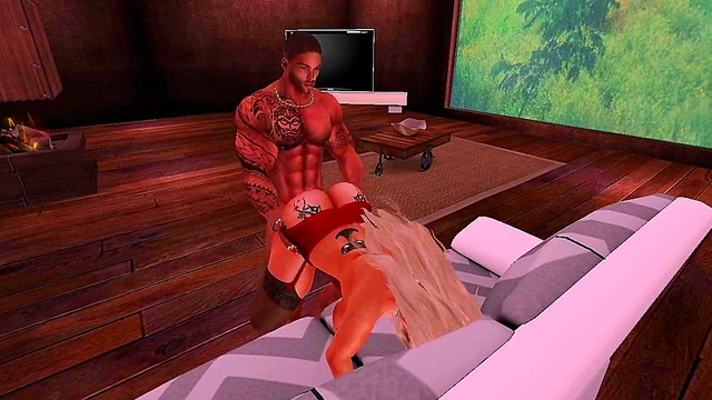 Blonde Anime Babe Enjoys Interracial Anal & Pussy Licking With Thick Black Cock