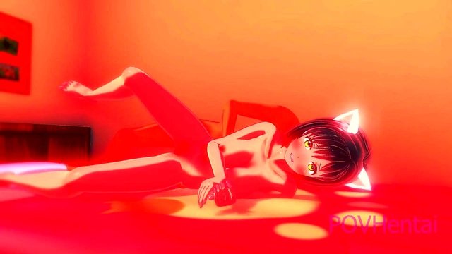 Neko Cat-Girl Satisfies Her Desires With 3D Hentai Anime Action
