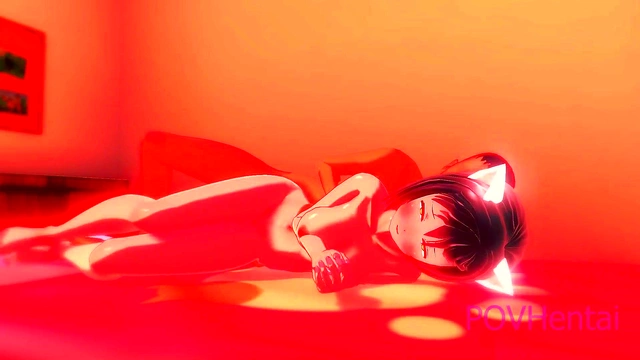 Neko Cat-Girl Satisfies Her Desires With 3D Hentai Anime Action