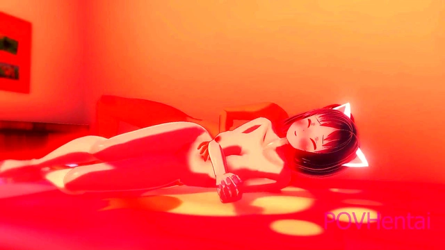Neko Cat-Girl Satisfies Her Desires With 3D Hentai Anime Action