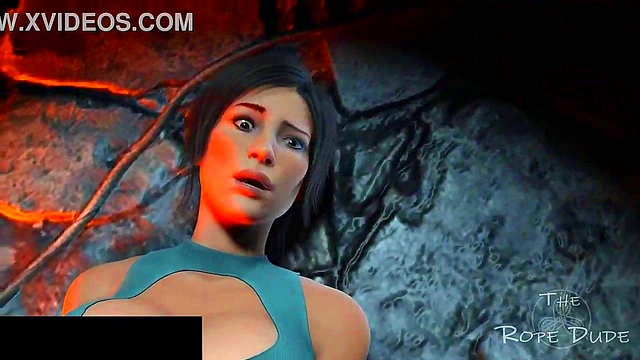Tifa Dominates Lara Croft With Bondage, Licking, and Kissing