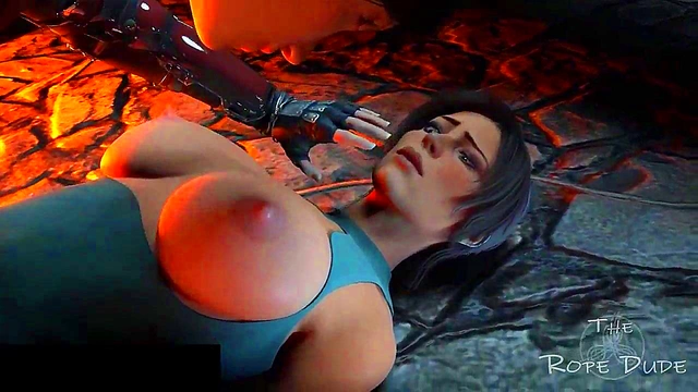 Tifa Dominates Lara Croft With Bondage, Licking, and Kissing
