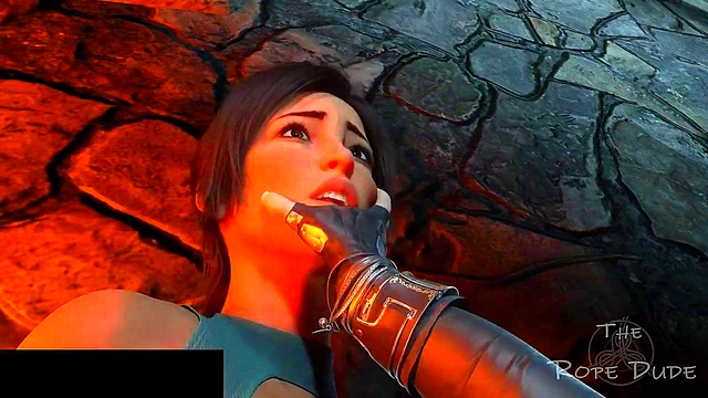 Tifa Dominates Lara Croft With Bondage, Licking, and Kissing