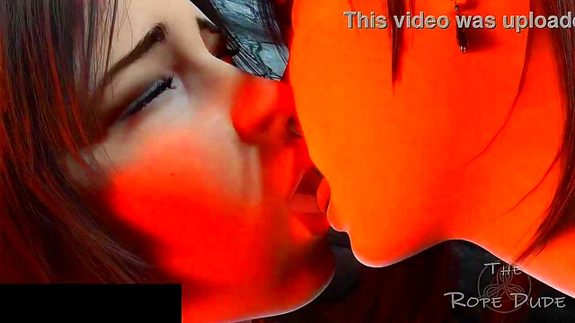 Tifa Dominates Lara Croft With Bondage, Licking, and Kissing