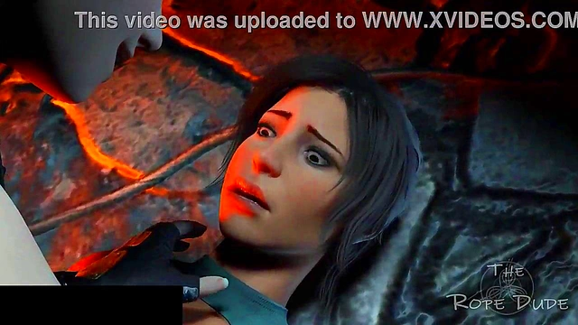 Tifa Dominates Lara Croft With Bondage, Licking, and Kissing