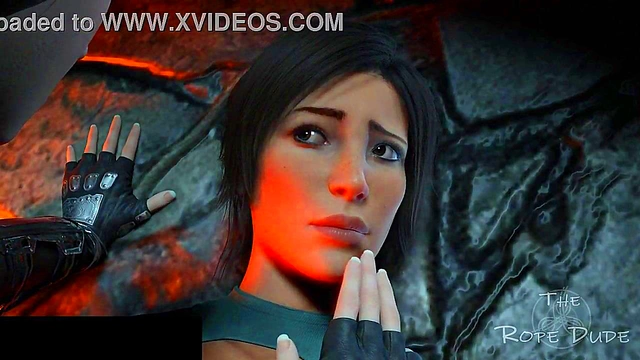 Tifa Dominates Lara Croft With Bondage, Licking, and Kissing