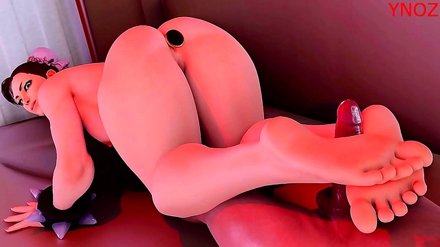 Chun-Li Gives Seductive FootJob With Her Stunning Body & Big Ass