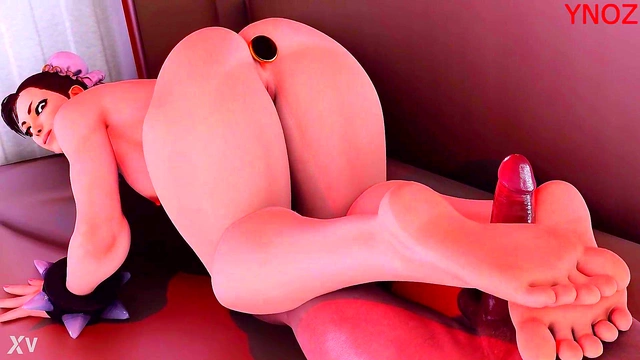 Chun-Li Gives Seductive FootJob With Her Stunning Body & Big Ass