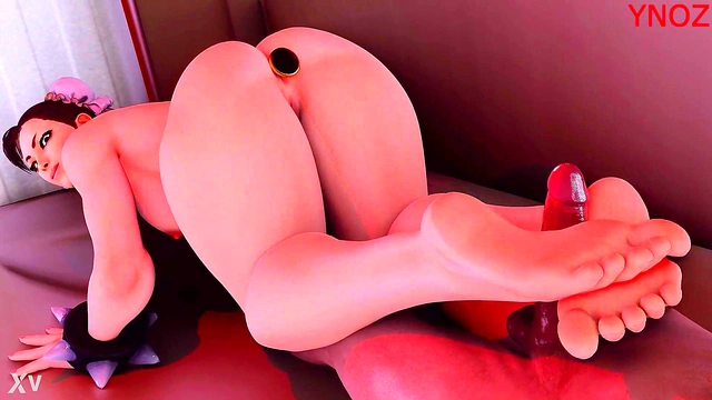 Chun-Li Gives Seductive FootJob With Her Stunning Body & Big Ass