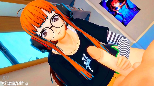 Futaba Gives Seductive Handjob in 3D Anime Persona 5 Loop