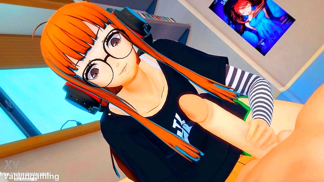 Futaba Gives Seductive Handjob in 3D Anime Persona 5 Loop