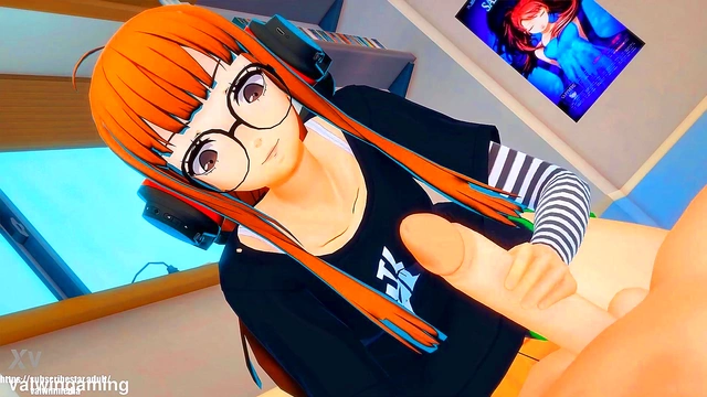 Futaba Gives Seductive Handjob in 3D Anime Persona 5 Loop