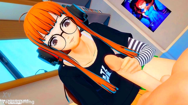 Futaba Gives Seductive Handjob in 3D Anime Persona 5 Loop