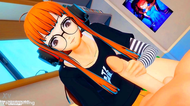 Futaba Gives Seductive Handjob in 3D Anime Persona 5 Loop