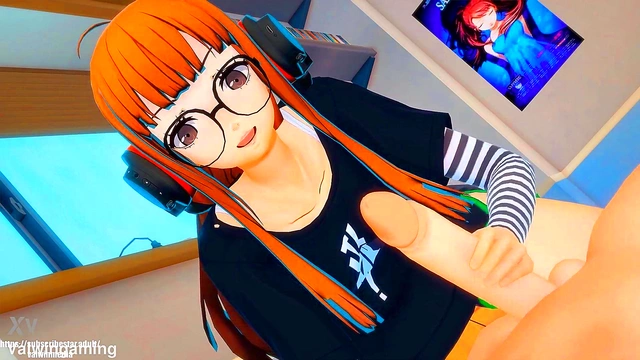 Futaba Gives Seductive Handjob in 3D Anime Persona 5 Loop