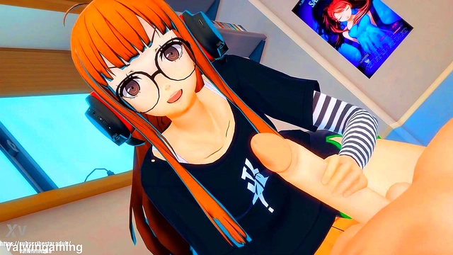 Futaba Gives Seductive Handjob in 3D Anime Persona 5 Loop