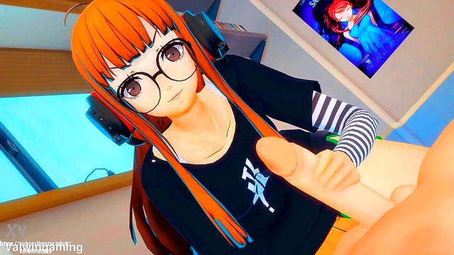 Futaba Gives Seductive Handjob in 3D Anime Persona 5 Loop