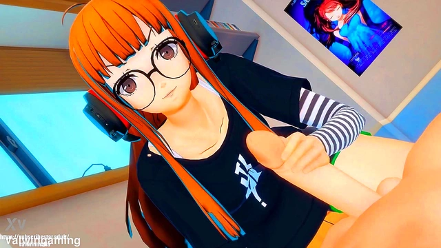 Futaba Gives Seductive Handjob in 3D Anime Persona 5 Loop