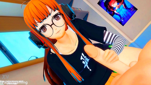 Futaba Gives Seductive Handjob in 3D Anime Persona 5 Loop