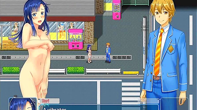 Hentai Game Exhibition – Naked Girl Masturbates With Toys In Public